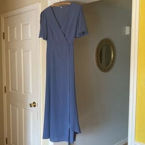 Elegant Blue Wrap Dress
